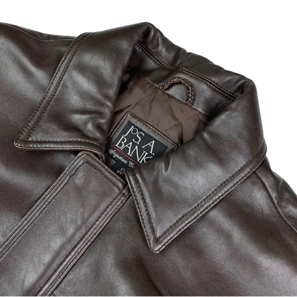 Joseph A Bank Signature Mens Size Medium Dark Brown Zip Liner Leather Jacket